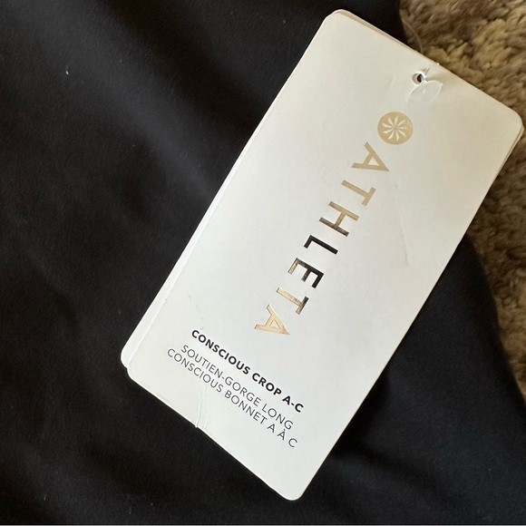 NWT Athleta Conscious Crop Bra A-C Black Powervita - Picture 6 of 7